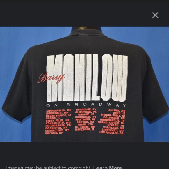 Vintage Barry Manilow Size XL 1989 Tour Shirt 80s Broadway Concert Tee - Picture 2 of 6